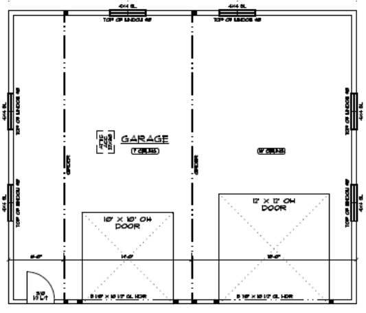 Floor layout plan of 32 foot by 38 foot custom shop